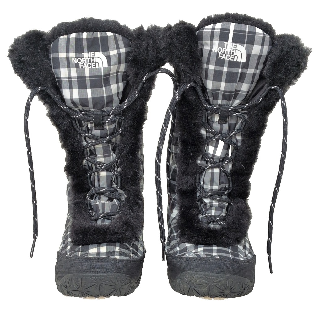 The North Face Women's Nuptse Boots Buffalo Plaid Size 7 Down Cabin-Core Cozy